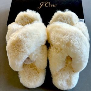 J. Crew faux fir slippers